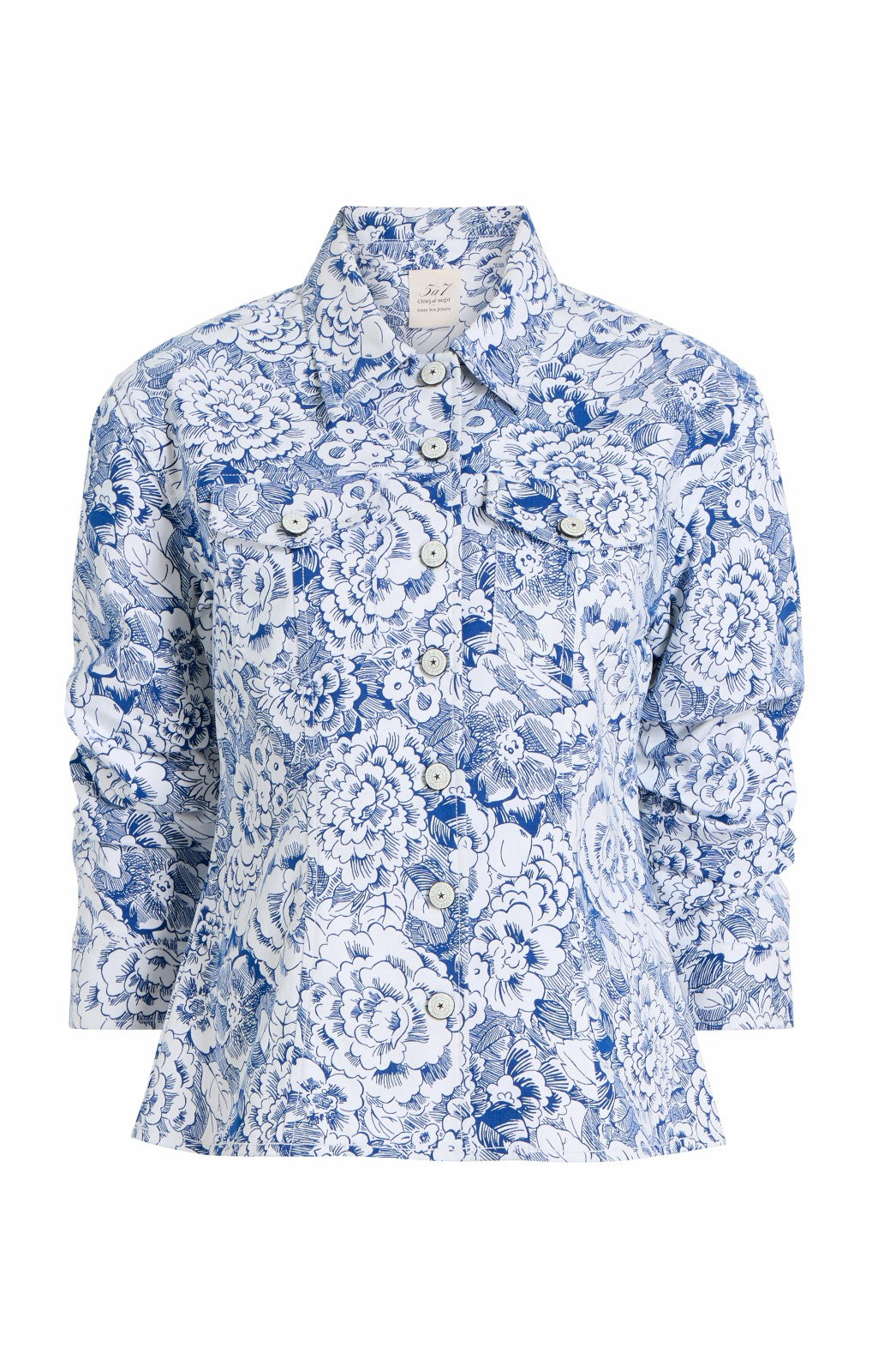 Women Sketchbook Floral Scrunched Canyon Jacket White/Dark Cerulean