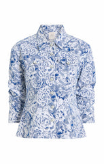 Women Sketchbook Floral Scrunched Canyon Jacket White/Dark Cerulean