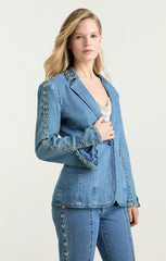Women Studded Milly Jacket Blue Haze