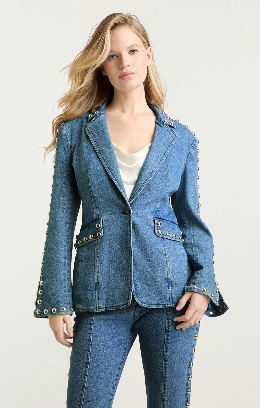 Women Studded Milly Jacket Blue Haze