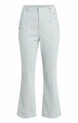 Women Two Tone Melange Linda Pant Kettle Pond/White