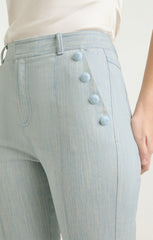 Women Two Tone Melange Linda Pant Kettle Pond/White