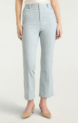 Women Two Tone Melange Linda Pant Kettle Pond/White