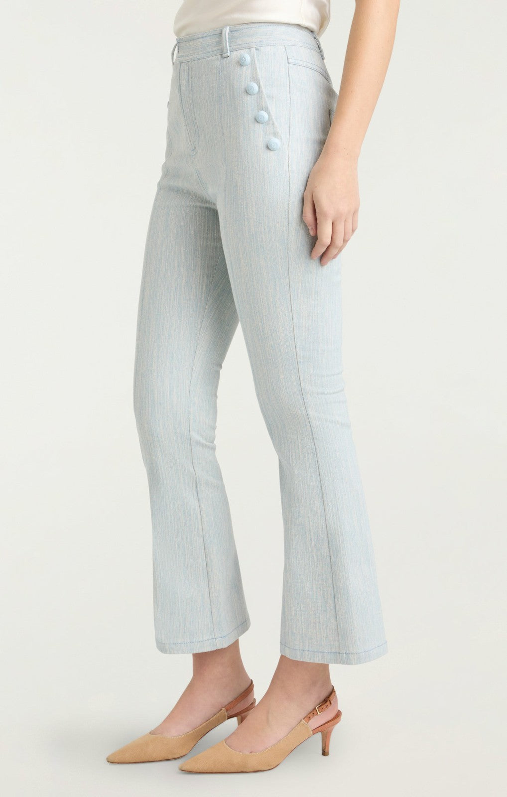 Women Two Tone Melange Linda Pant Kettle Pond/White