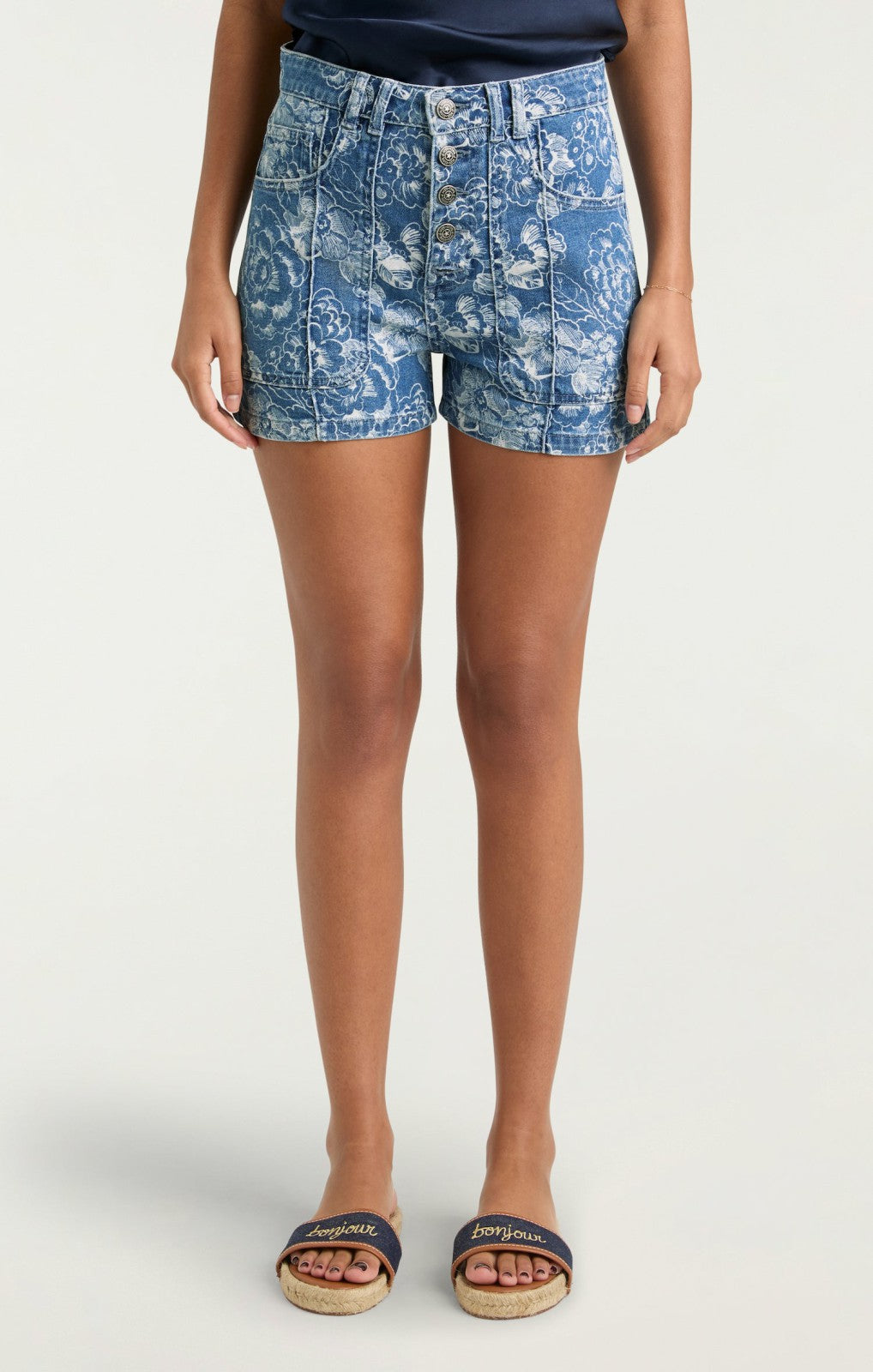 Women Sketchbook Floral Vivian Short Indigo/White