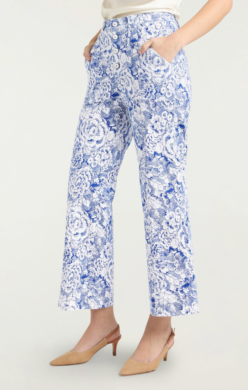 Women Sketchbook Floral Benji Pant White/Dark Cerulean