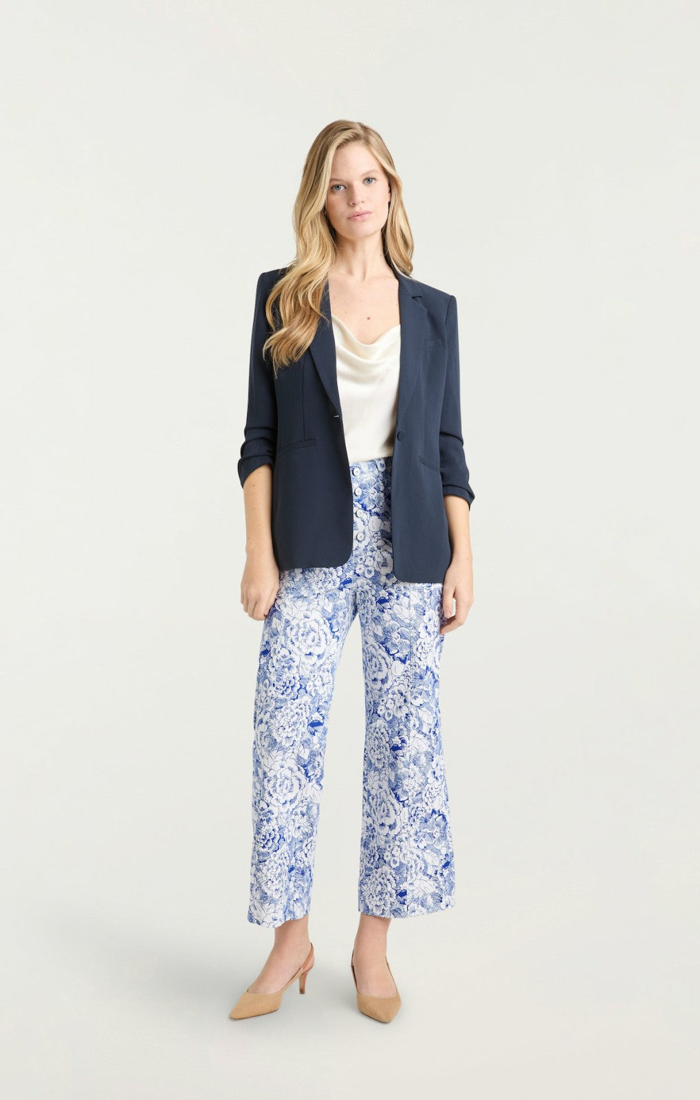 Women Sketchbook Floral Benji Pant White/Dark Cerulean