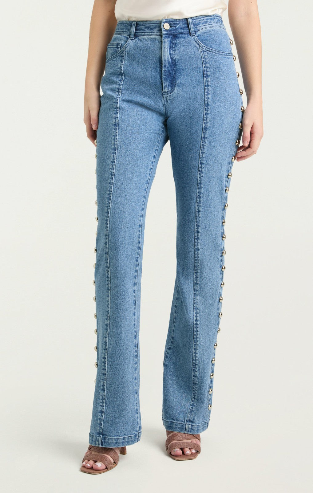Women Studded Shailene Pant Blue Haze