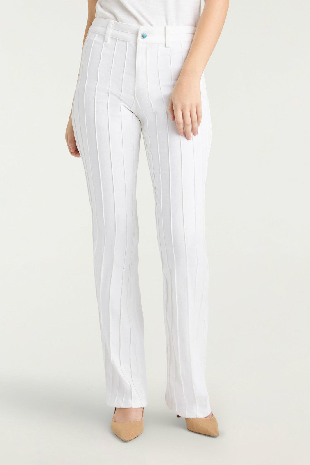 Women Turquoise Embellished Alina Pant White