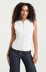 Women Sleeveless Beverly Top White