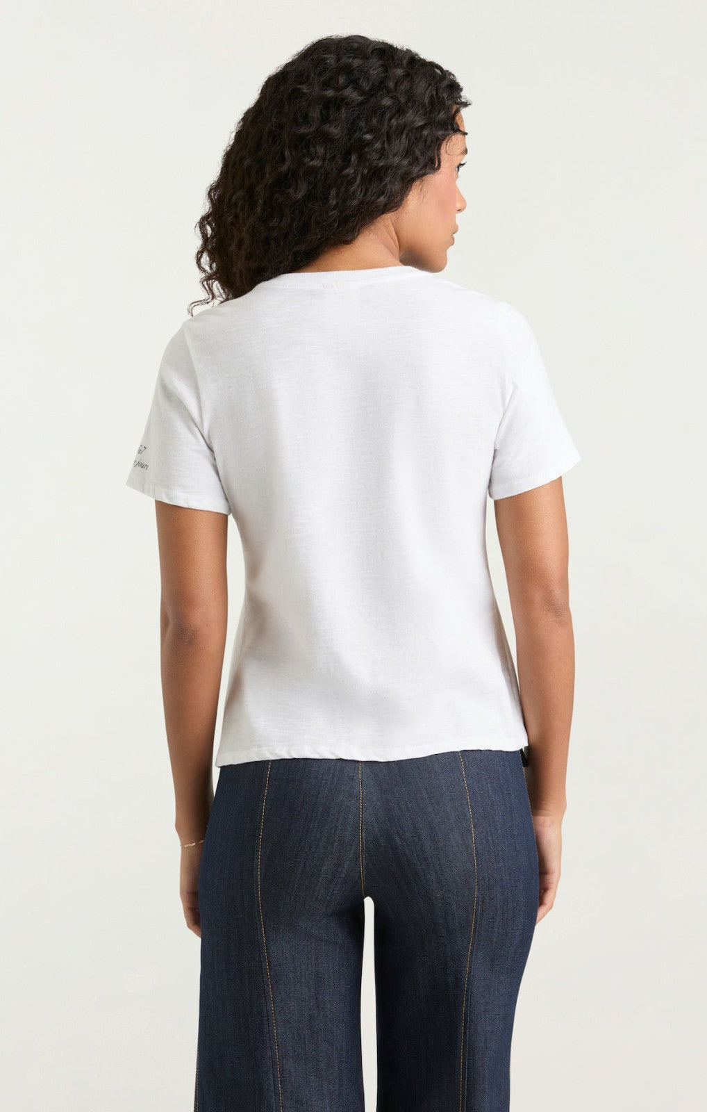 Women Rhinestone Oui Oui Shrunken Tee White/Black
