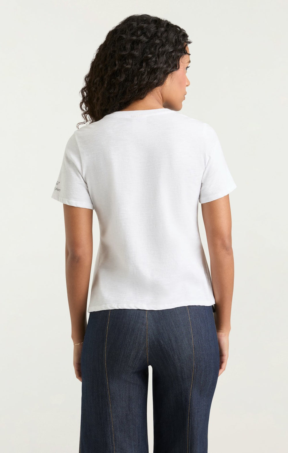 Women Rhinestone Oui Oui Shrunken Tee White/Black
