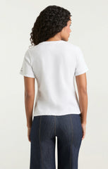Women Rhinestone Oui Oui Shrunken Tee White/Black
