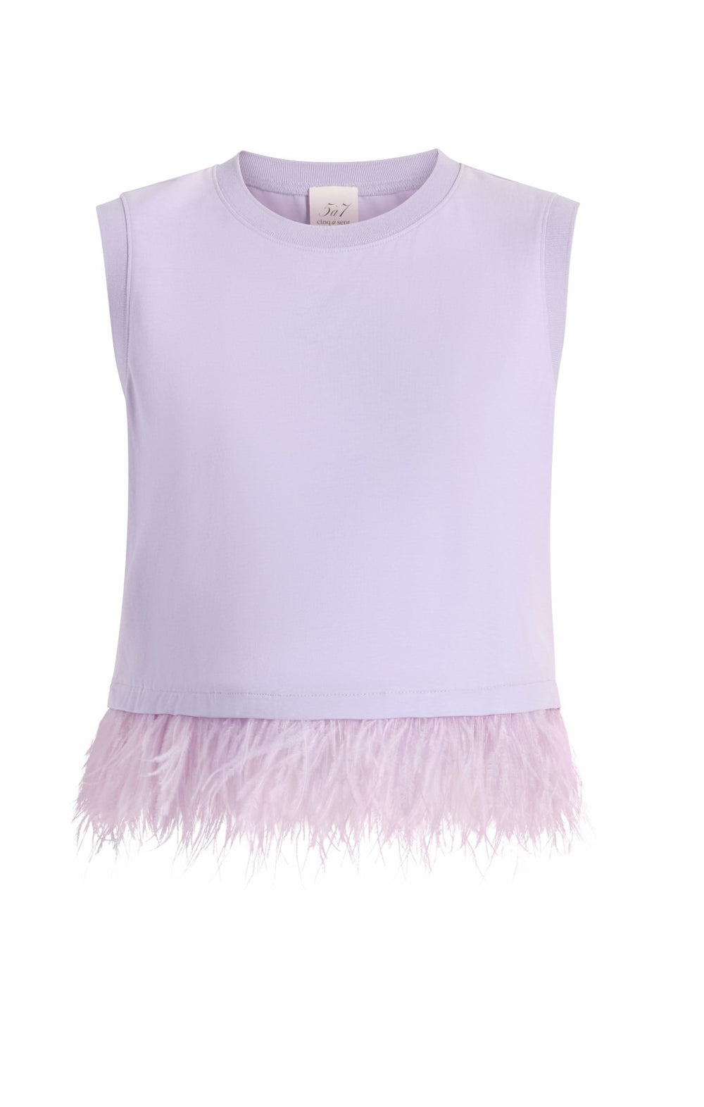 Women Cropped Feather Tee Light Honey Lavender
