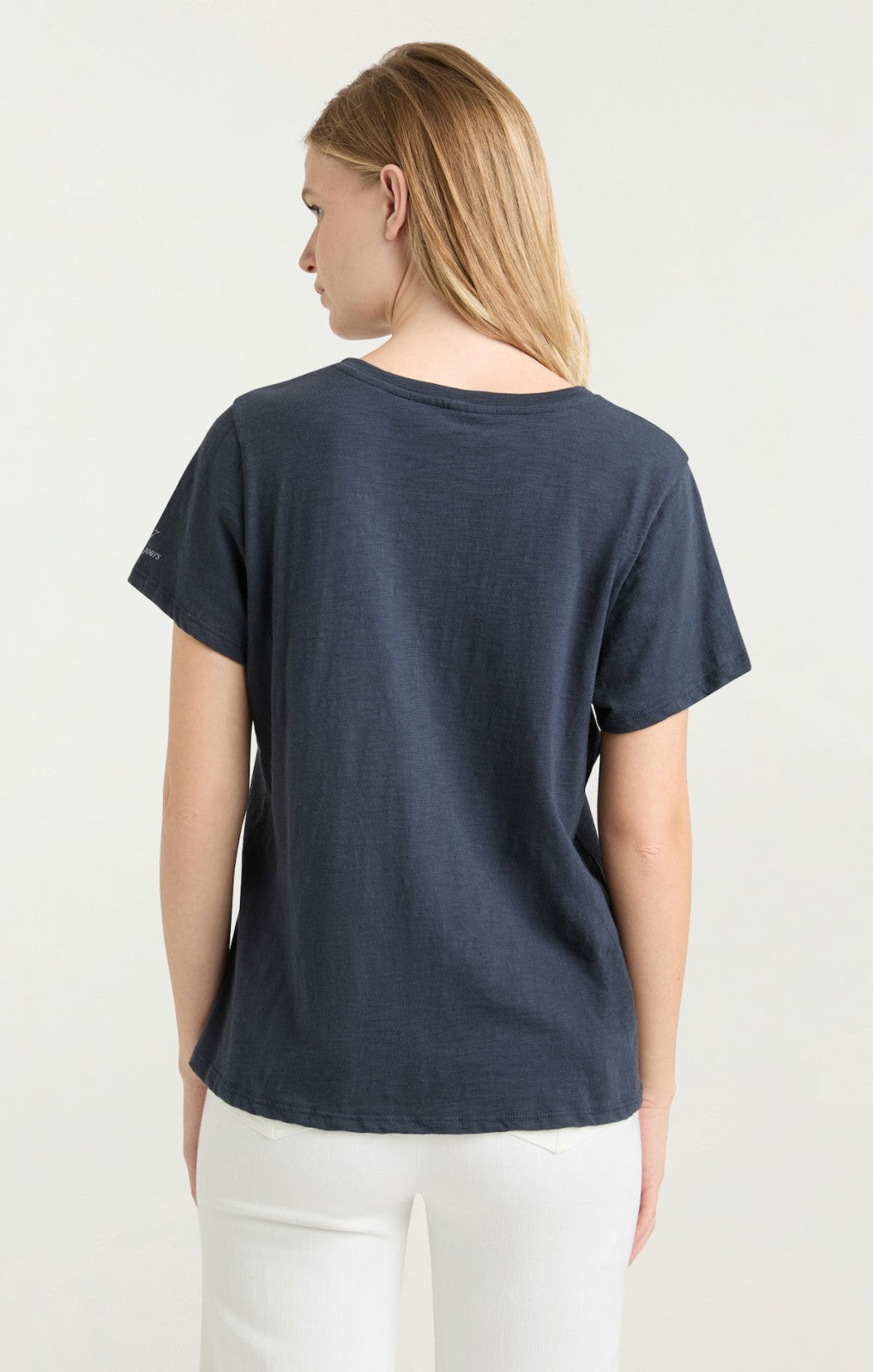 Women Bonjour Y'all Smiley Tee Navy/White