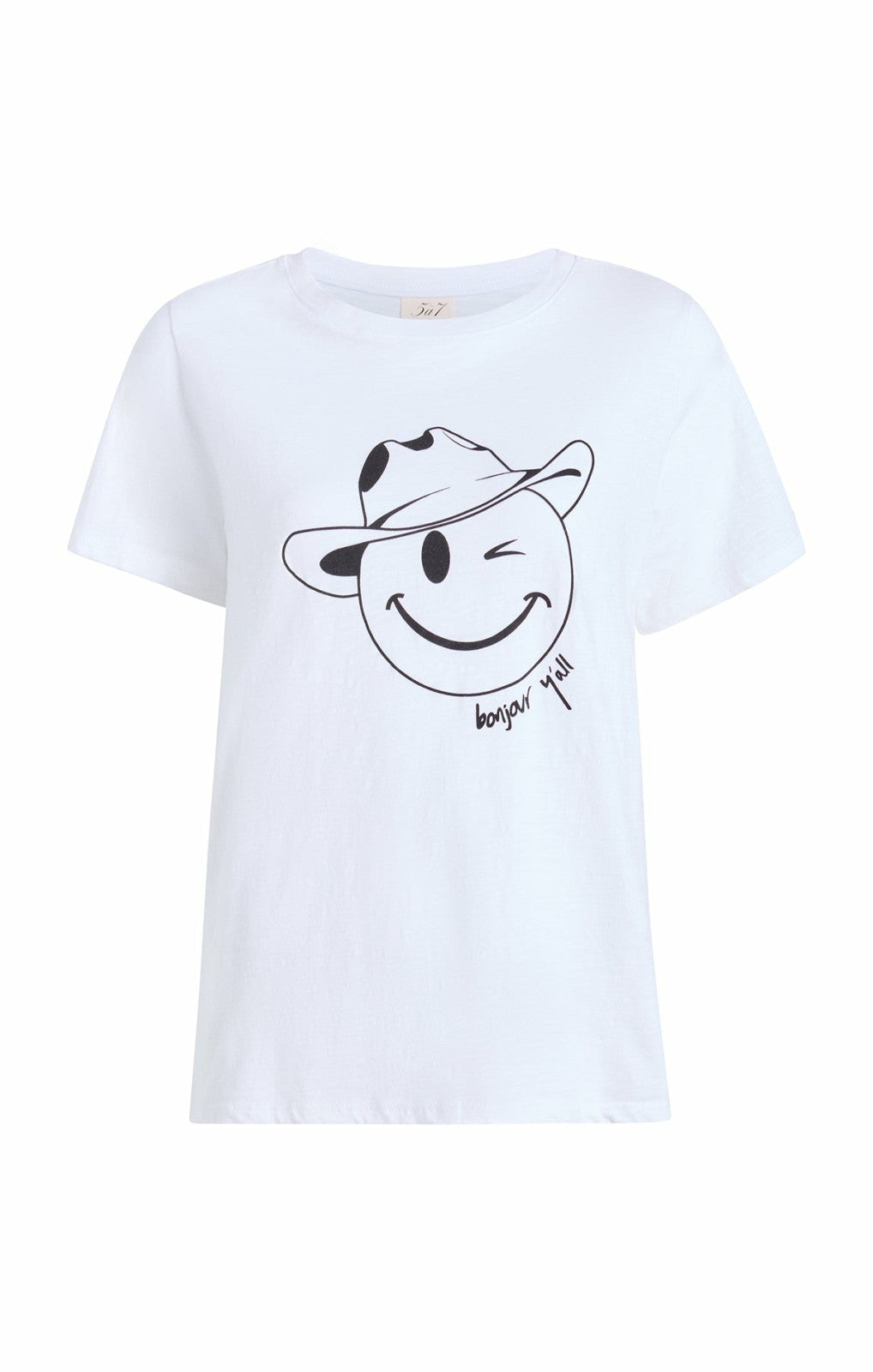 Women Bonjour Y'all Smiley Tee White/Black