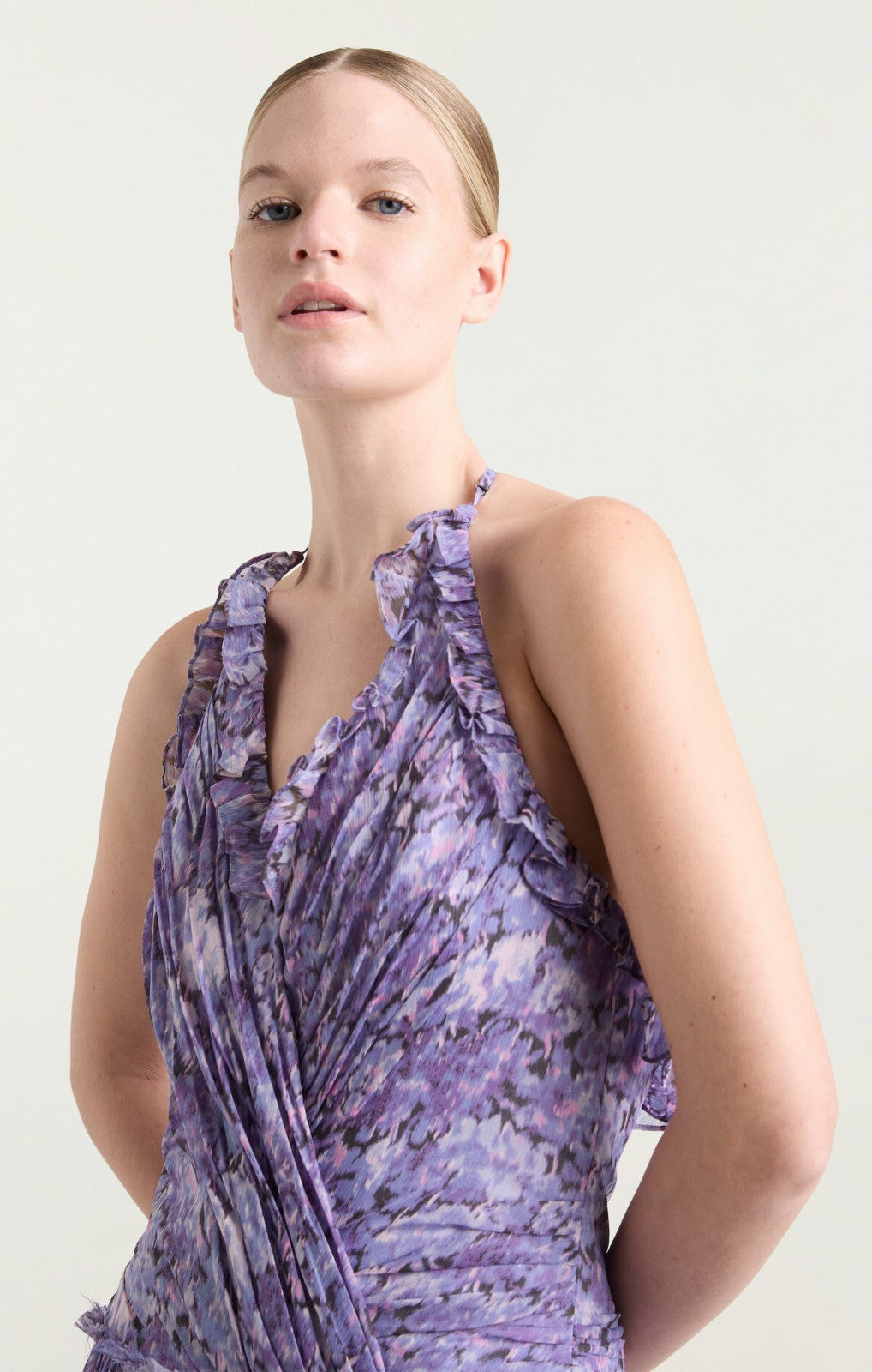 Women Painted Hydrangea Agatha Gown Lilac Wine Multi