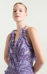Women Painted Hydrangea Agatha Gown Lilac Wine Multi