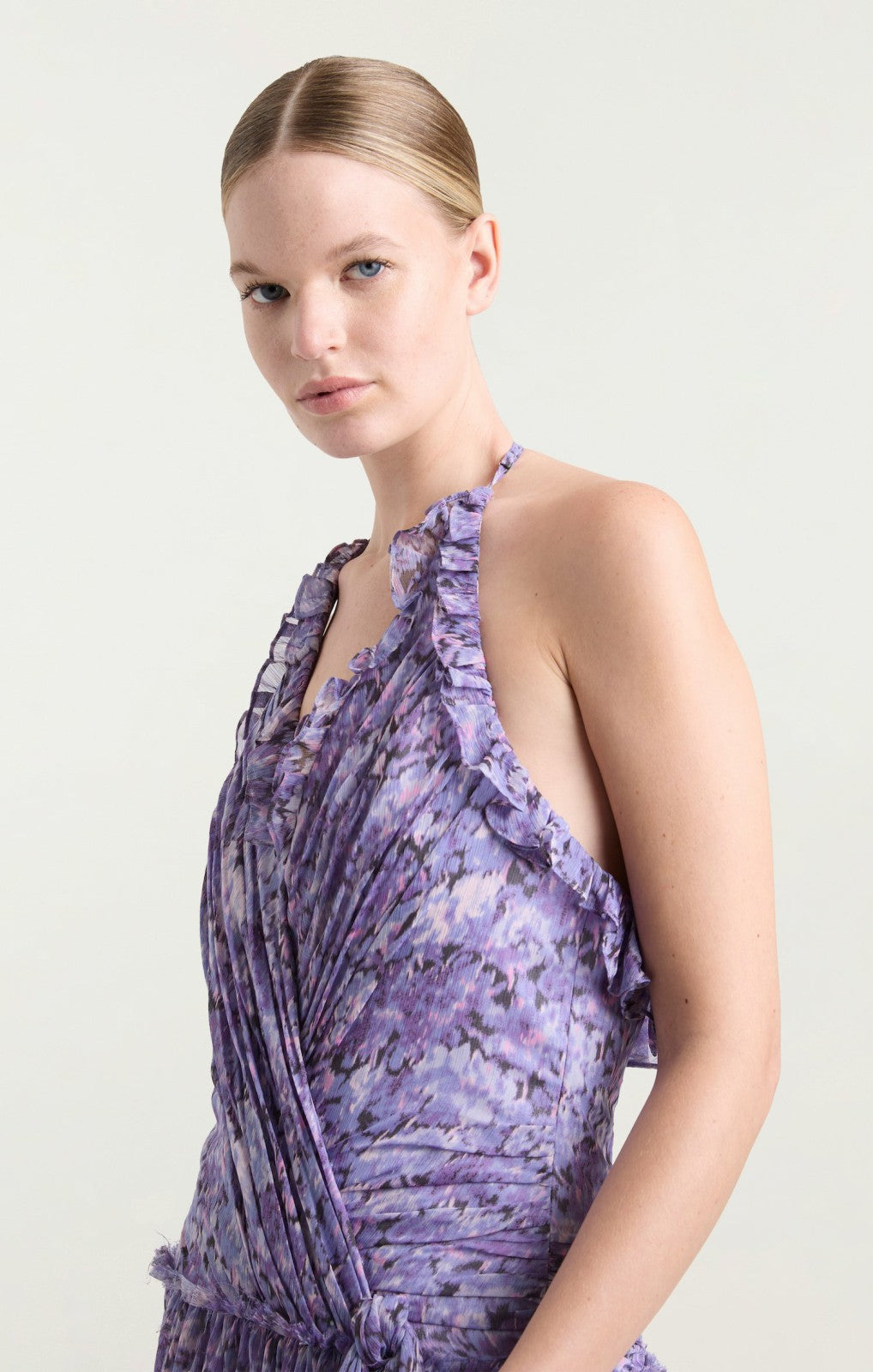 Women Painted Hydrangea Agatha Gown Lilac Wine Multi