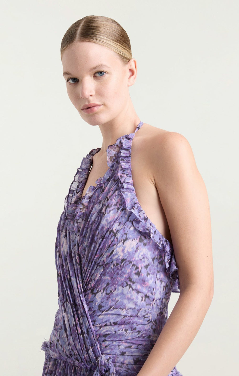 Women Painted Hydrangea Agatha Gown Lilac Wine Multi
