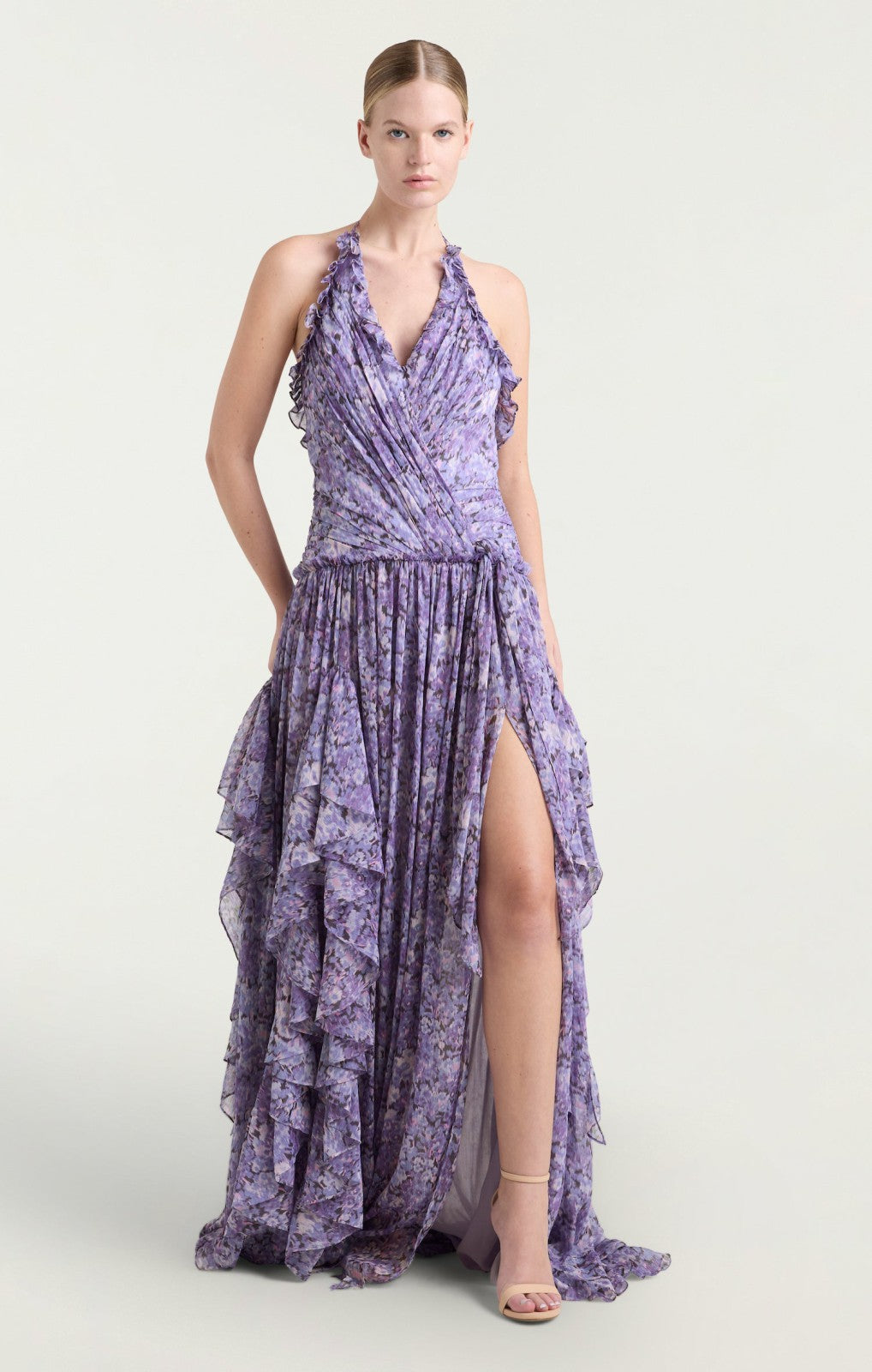 Women Painted Hydrangea Agatha Gown Lilac Wine Multi