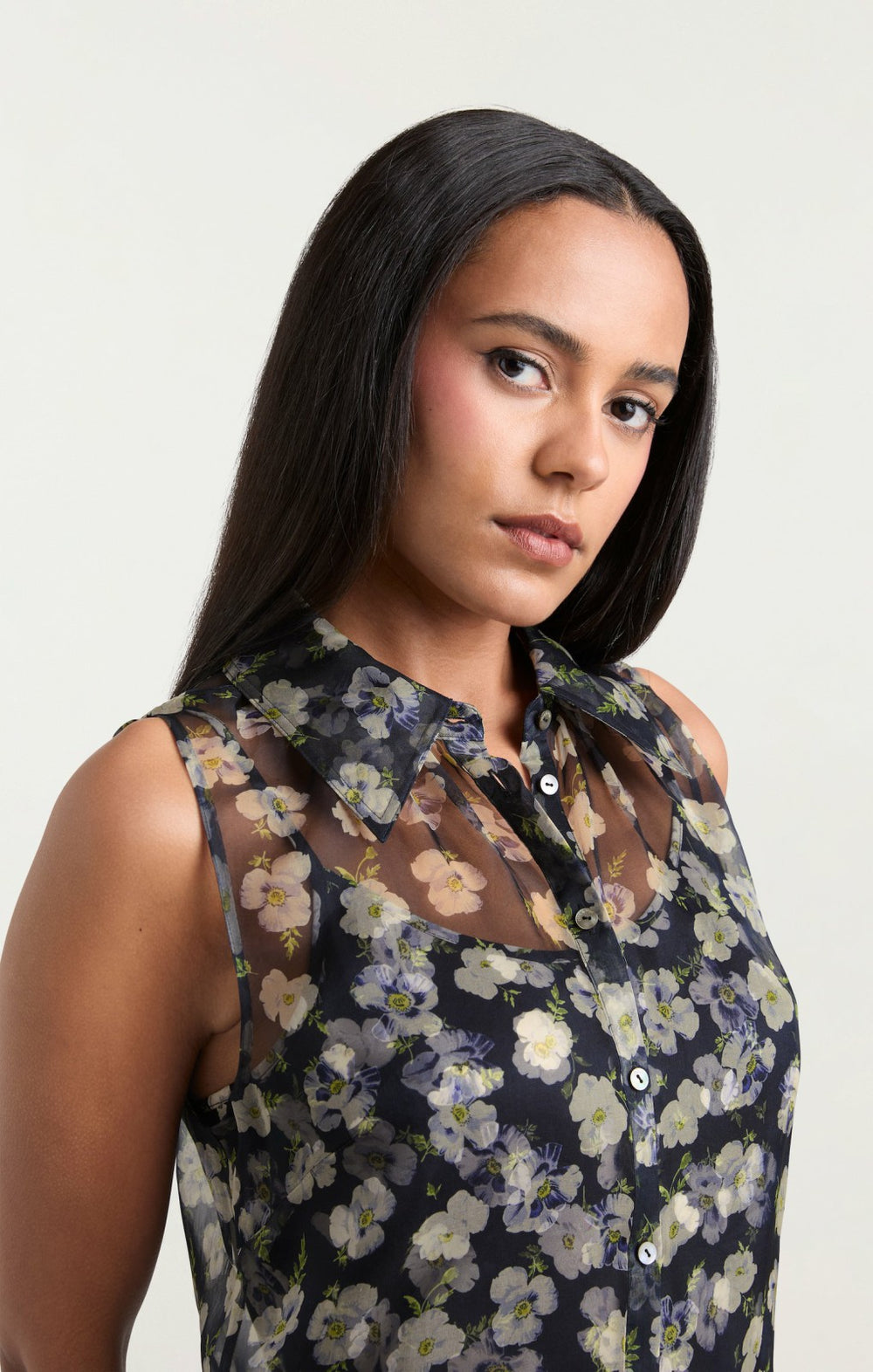 Women Mini Tossed Poppies Brisbane Dress Navy Multi