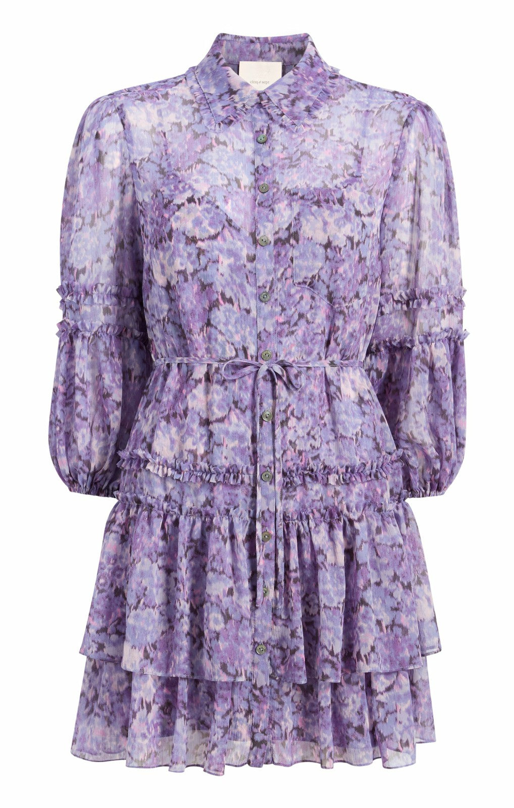 Women Painted Hydrangea Marsea Dress Lilac Wine Multi