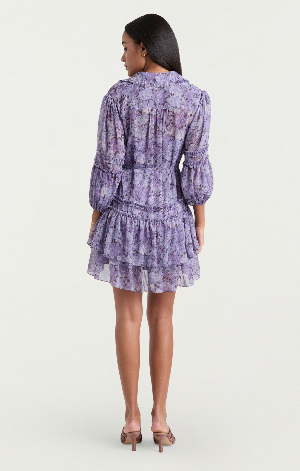 Women Painted Hydrangea Marsea Dress Lilac Wine Multi