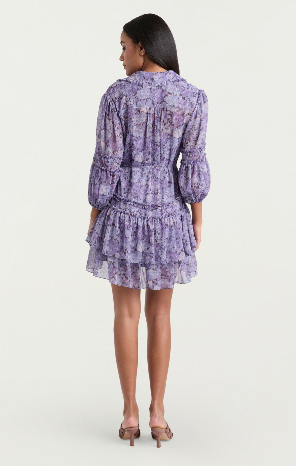 Women Painted Hydrangea Marsea Dress Lilac Wine Multi