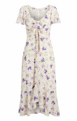 Women Tossed Poppies Isha Dress Ivory Multi