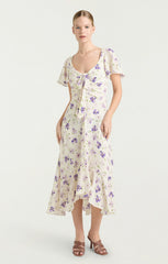 Women Tossed Poppies Isha Dress Ivory Multi