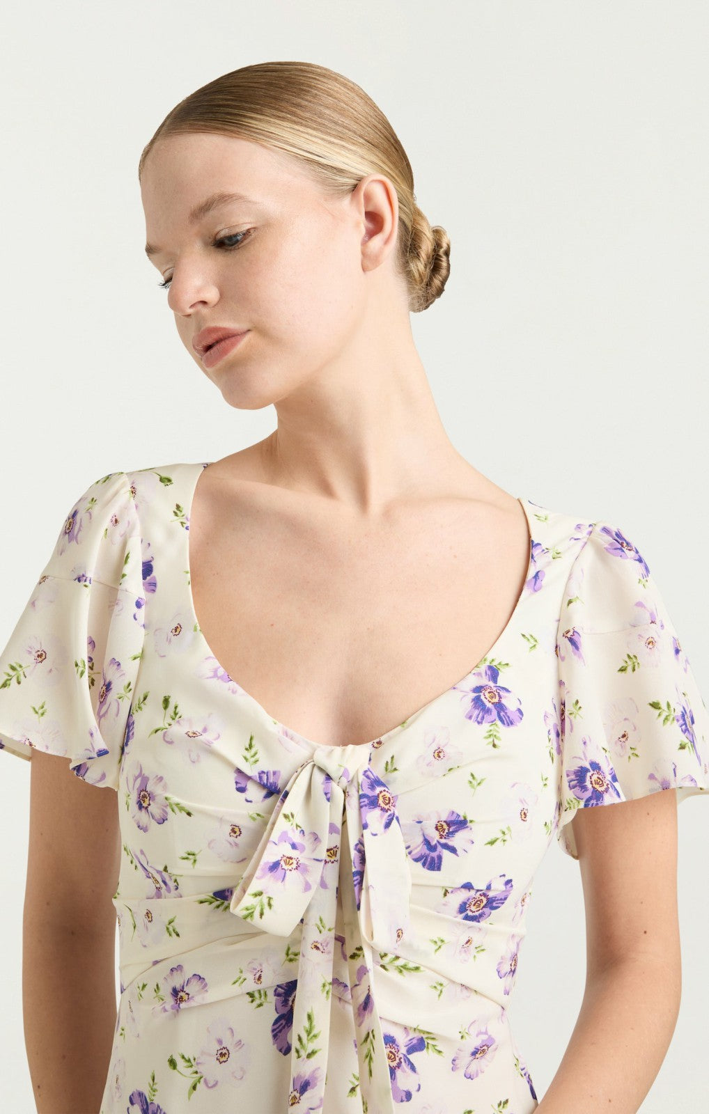 Women Tossed Poppies Isha Dress Ivory Multi
