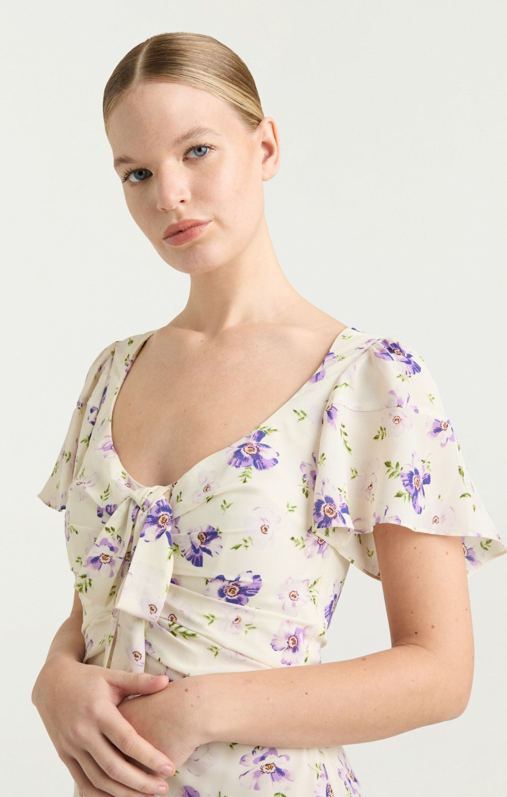 Women Tossed Poppies Isha Dress Ivory Multi