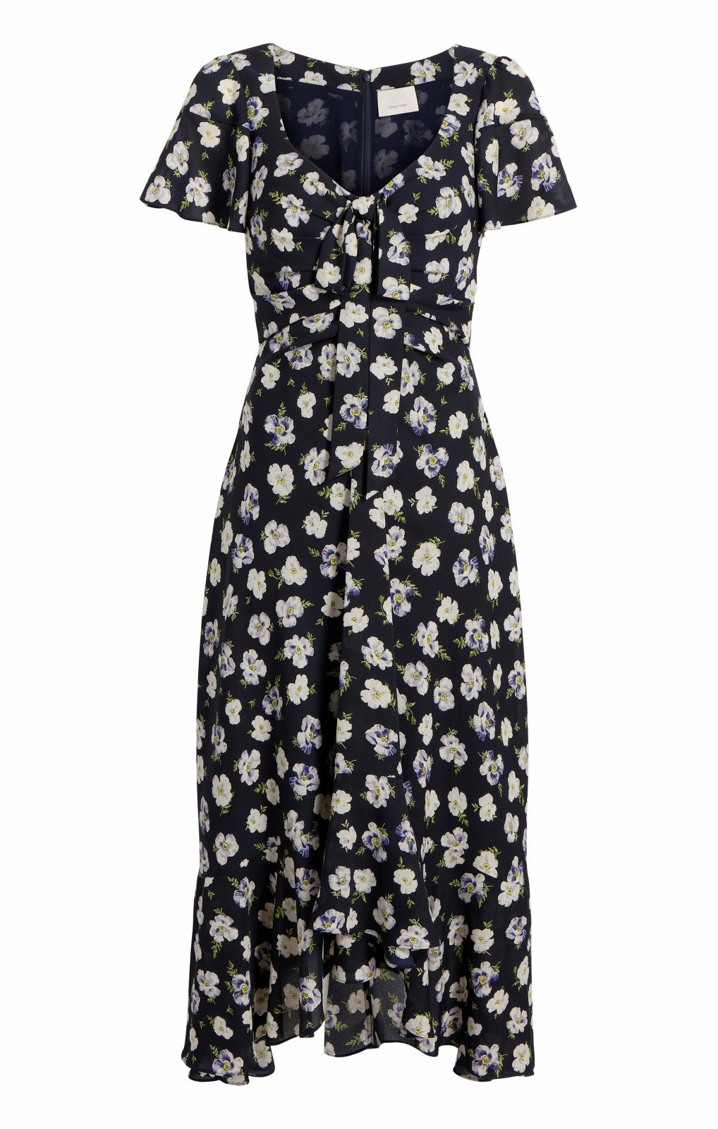 Women Mini Tossed Poppies Isha Dress Navy Multi