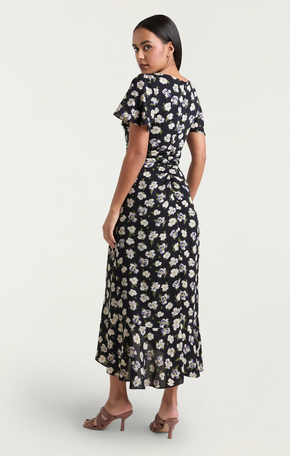 Women Mini Tossed Poppies Isha Dress Navy Multi
