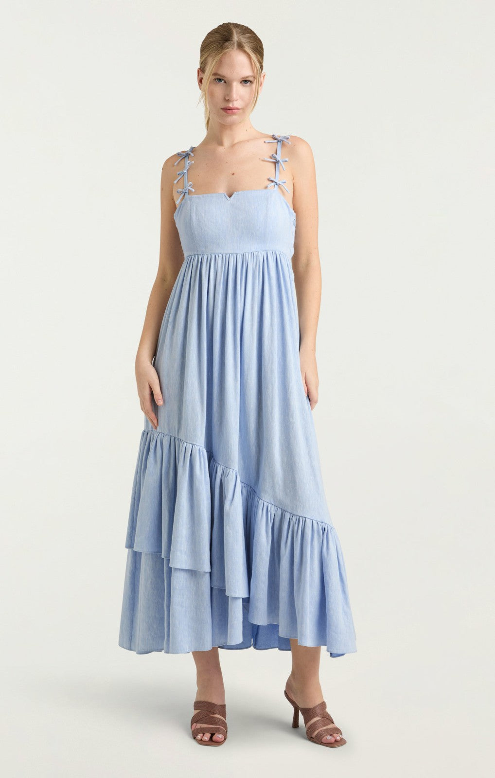 Women Linen Suiting Bailey Dress Blue Hydrangea