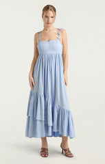 Women Linen Suiting Bailey Dress Blue Hydrangea