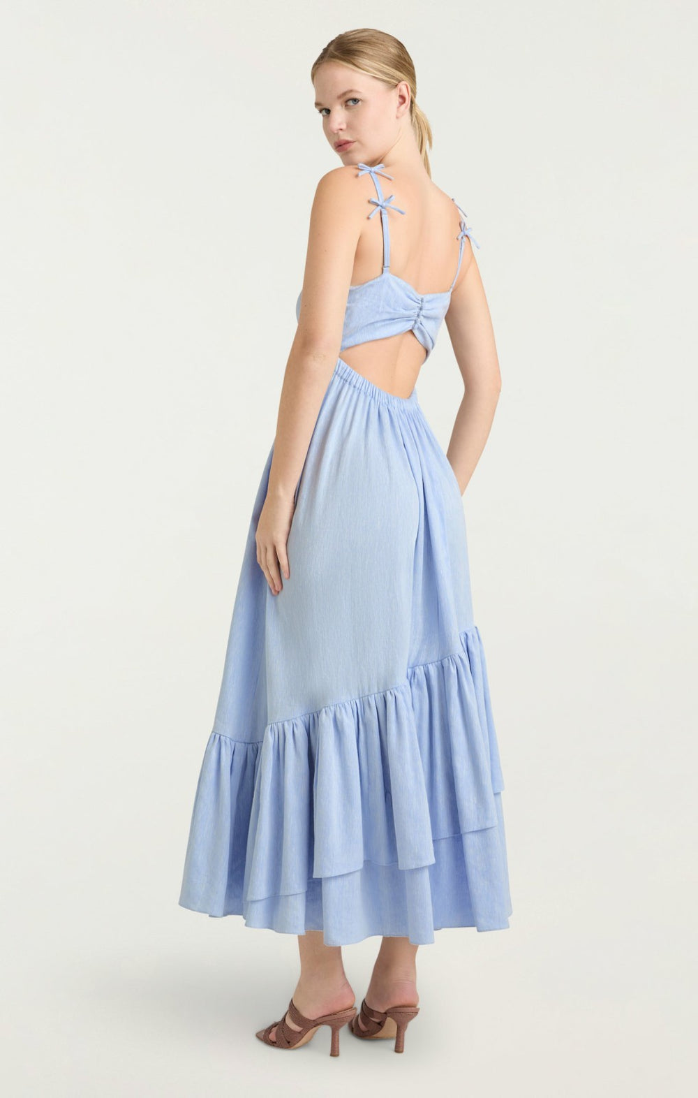 Women Linen Suiting Bailey Dress Blue Hydrangea