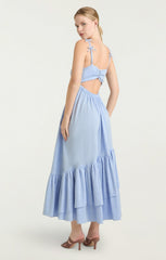 Women Linen Suiting Bailey Dress Blue Hydrangea