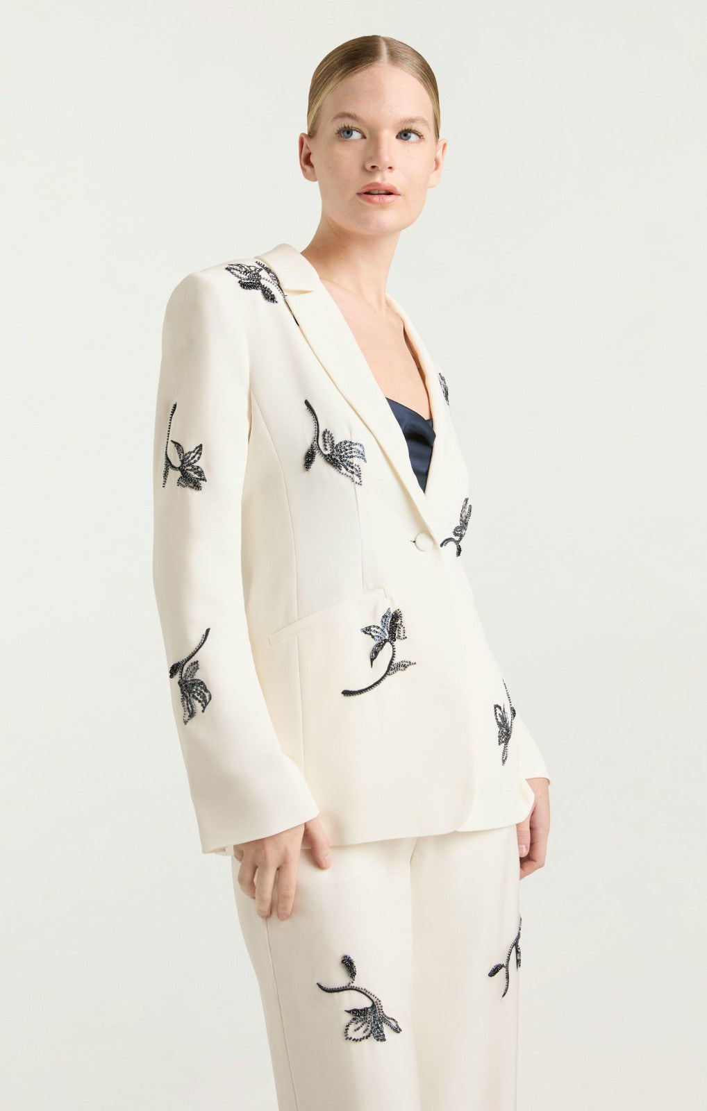 Women Falling Lilies Karlie Blazer Ivory/Navy