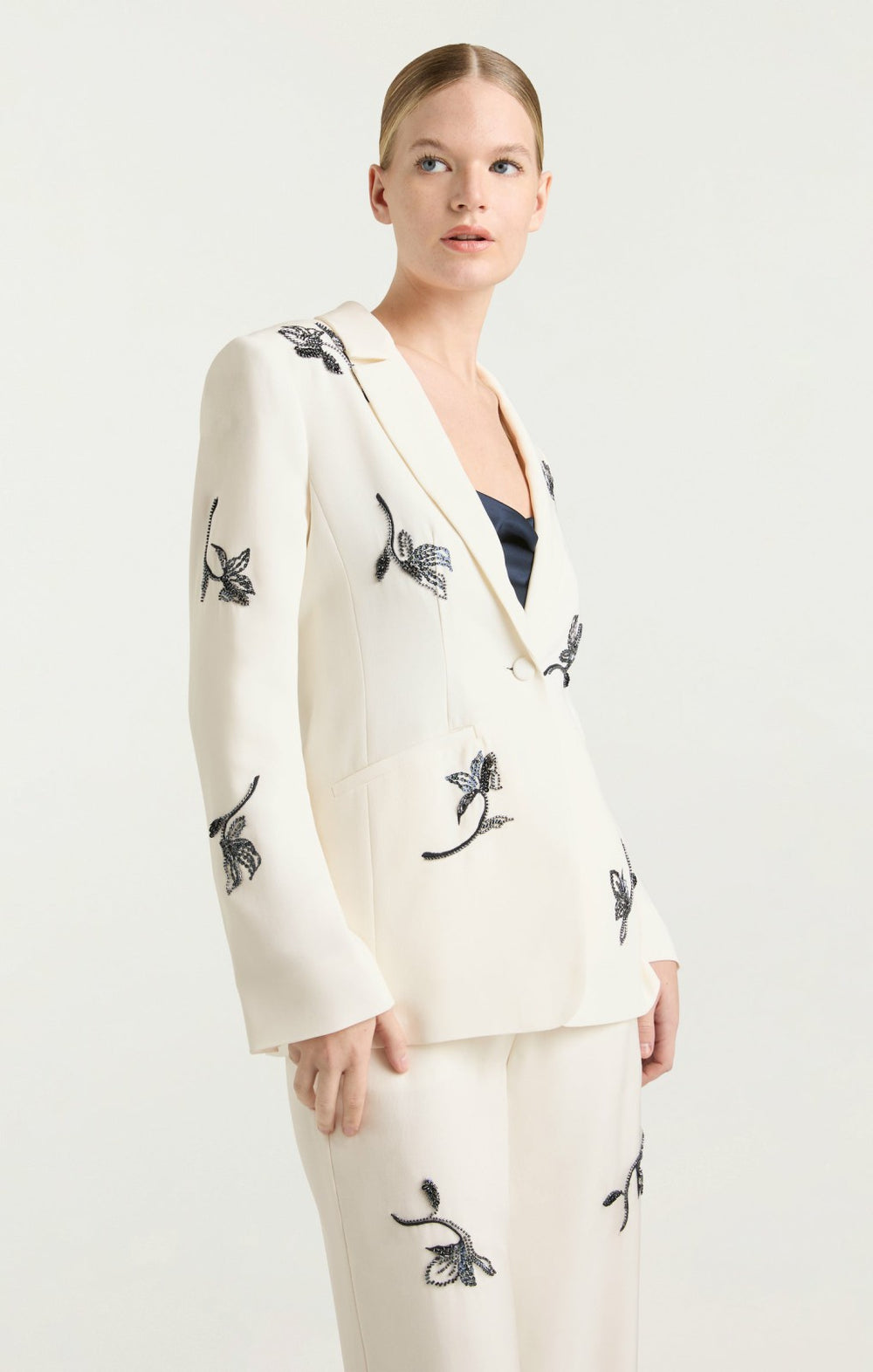 Women Falling Lilies Karlie Blazer Ivory/Navy