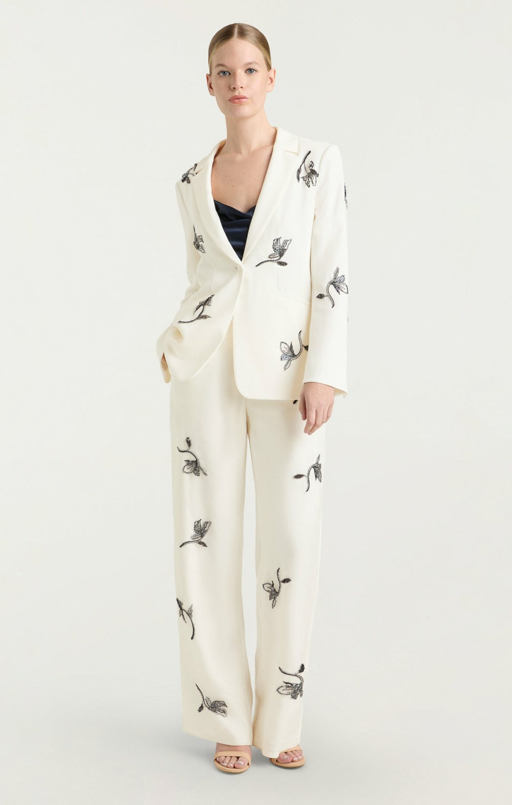 Women Falling Lilies Karlie Blazer Ivory/Navy