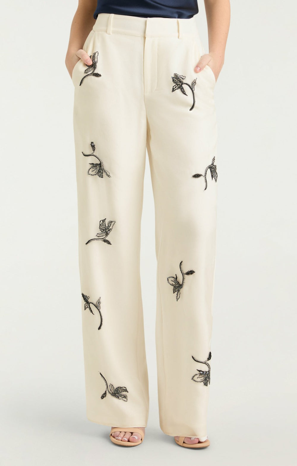 Women Falling Lilies Zinon Pant Ivory/Navy