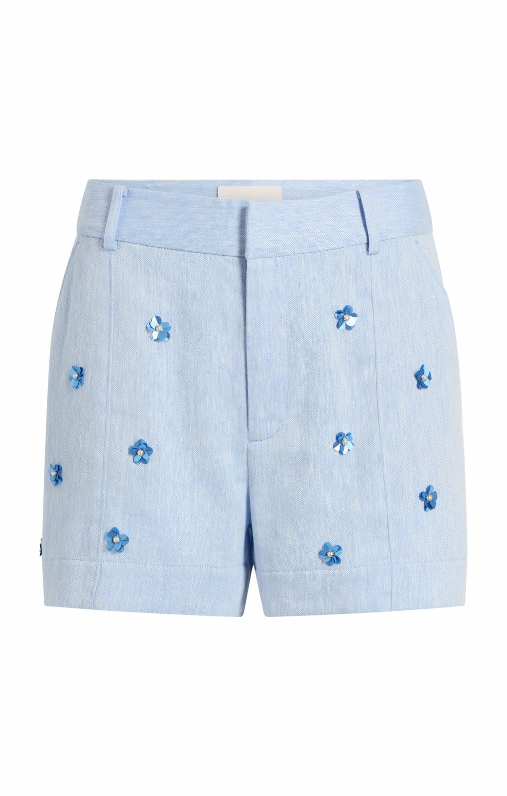 Women Pearl Ditsy Linen Suiting Tora Short Blue Hydrangea