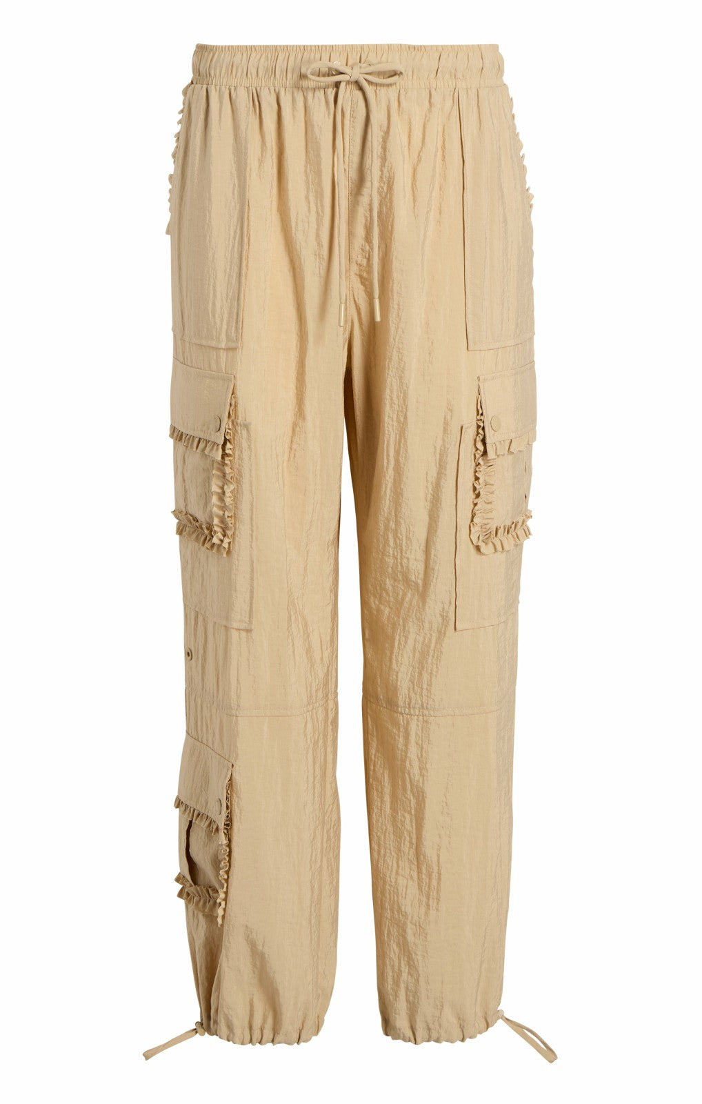 Women Ruffle Nitsan Parachute Pant Khaki