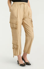Women Ruffle Nitsan Parachute Pant Khaki