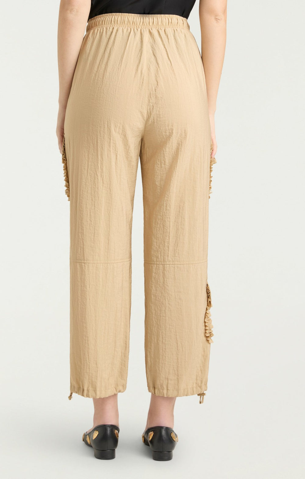 Women Ruffle Nitsan Parachute Pant Khaki