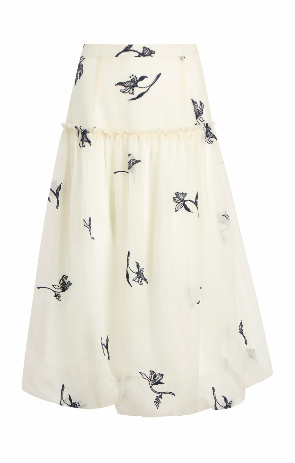 Women Embroidered Ellah Skirt Ivory/Navy