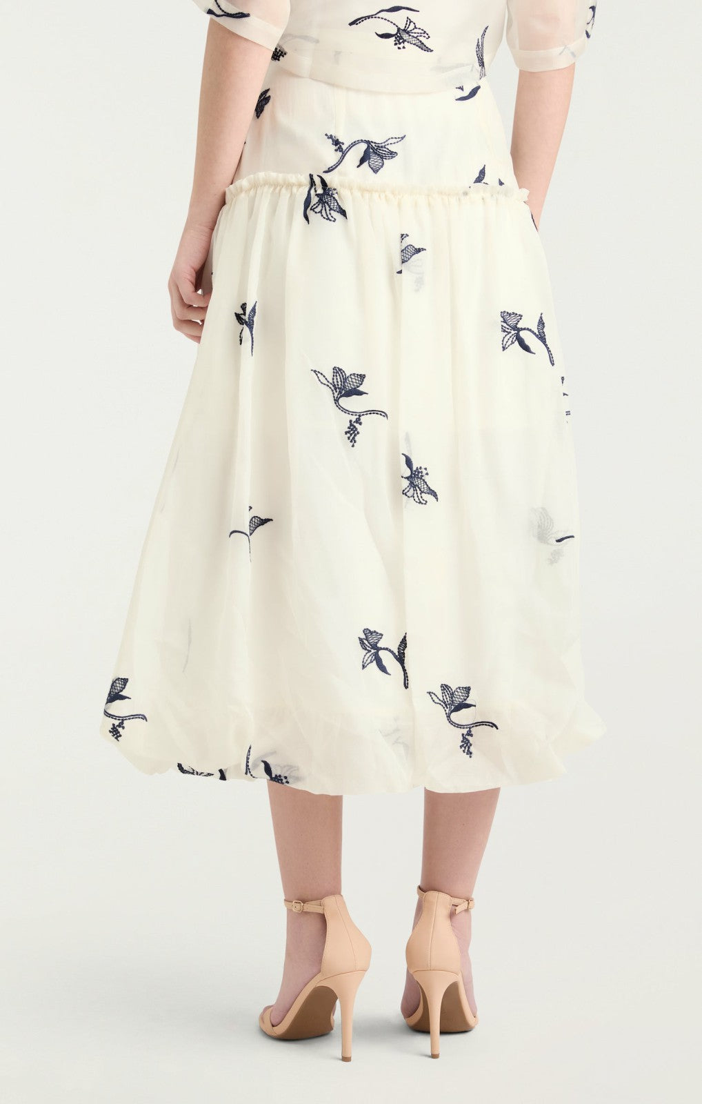 Women Embroidered Ellah Skirt Ivory/Navy