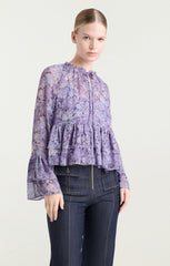 Women Painted Hydrangea Daiya Top Lilac Wine Multi